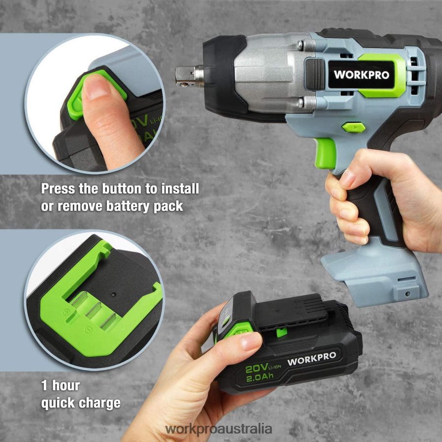 WORKPRO 20V Cordless Impact Wrench with Fast Charger Belt Clip for Easy Carrying D4R0VT187 Tool Morden