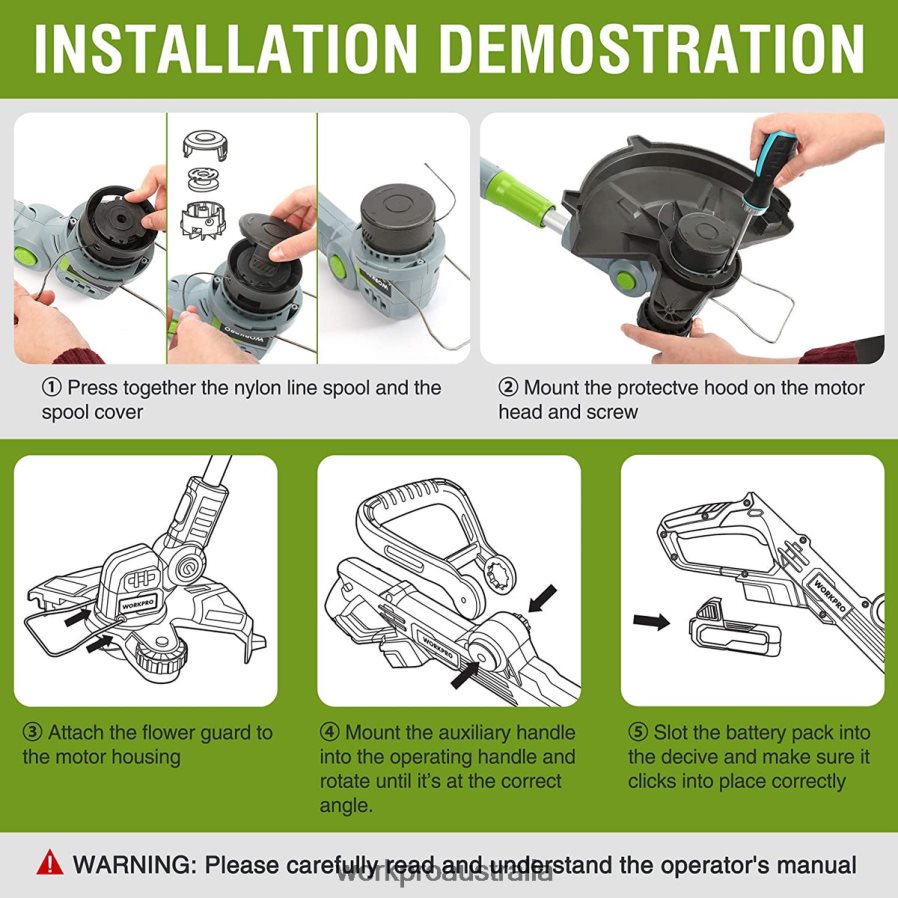 WORKPRO 20V Cordless String Trimmer / Edger 12-inch with 2Ah Lithium-Ion Battery 1 Hour Quick Charger 164ft Trimmer Line Included D4R0VT293 Tool Helpful