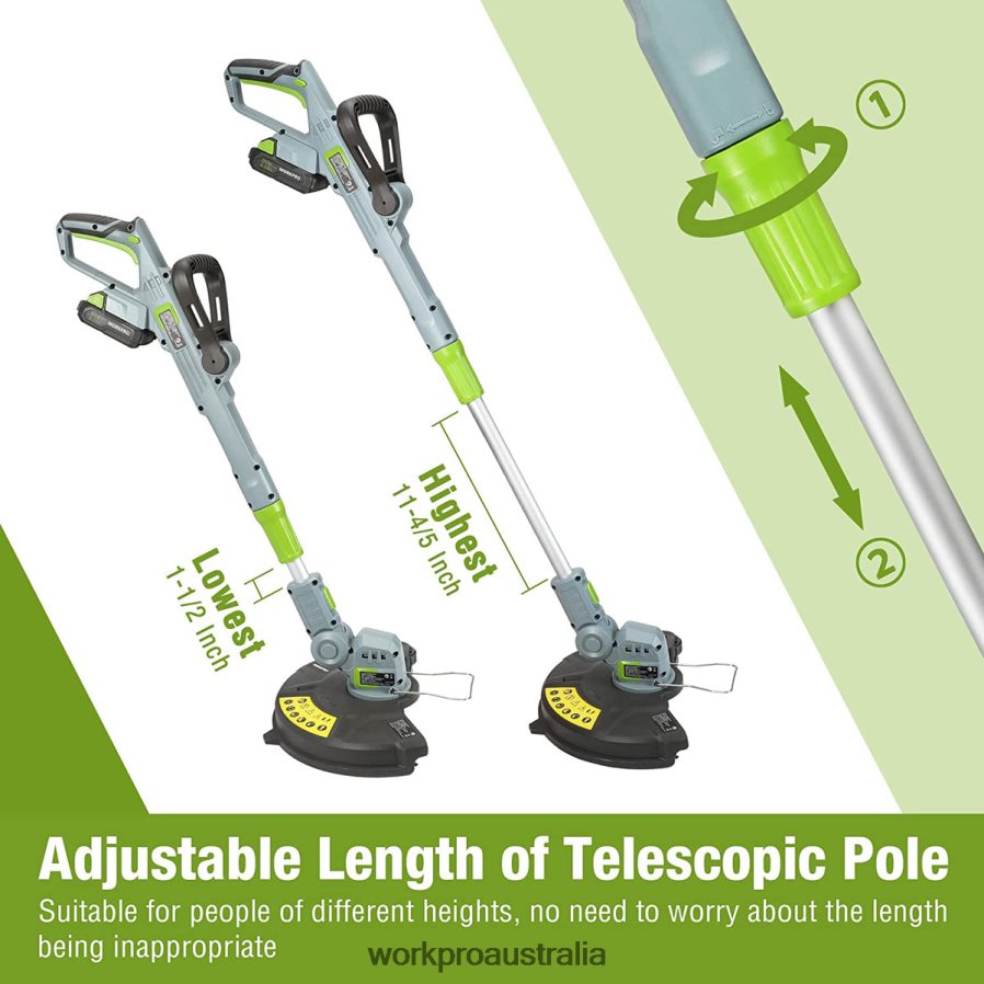 WORKPRO 20V Cordless String Trimmer / Edger 12-inch with 2Ah Lithium-Ion Battery 1 Hour Quick Charger 164ft Trimmer Line Included D4R0VT293 Tool Helpful