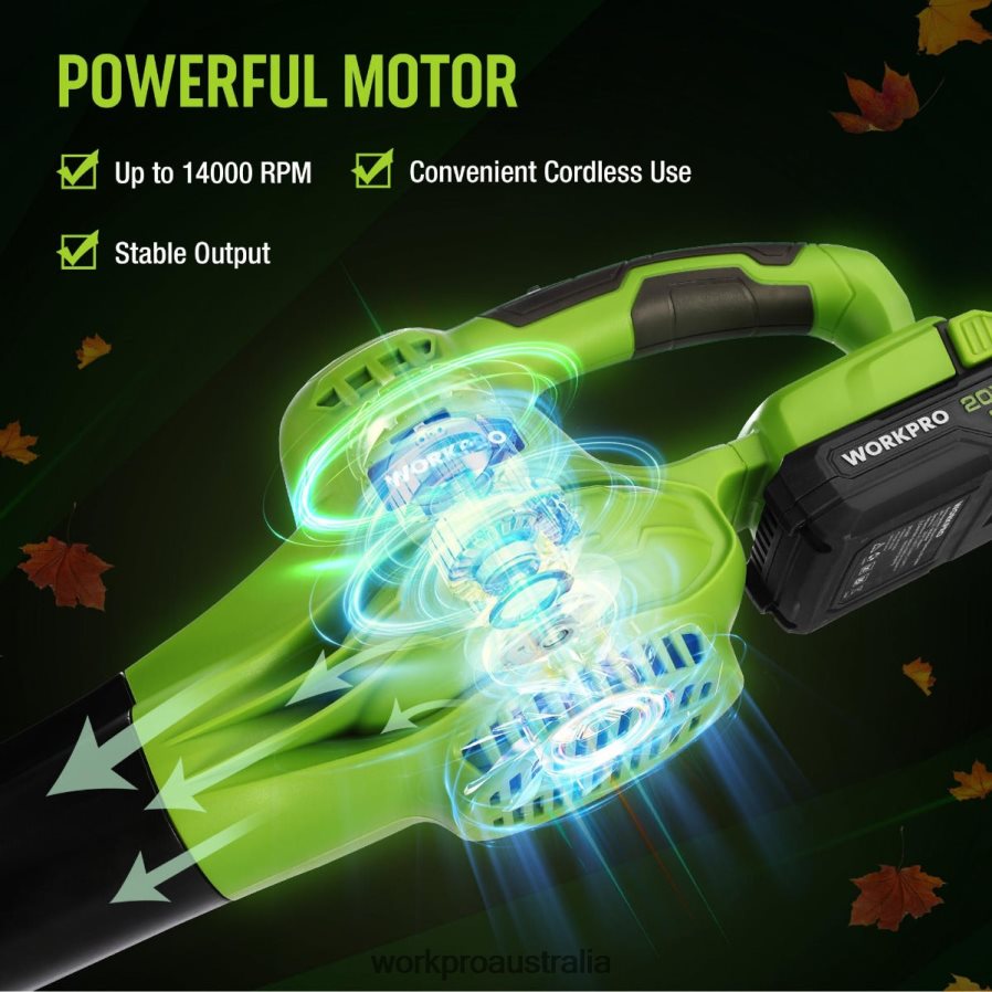 WORKPRO 20V Lightweight Mini Cordless Leaf Blower wih Battery and Charger 2-Speed Control D4R0VT303 Tool Morden