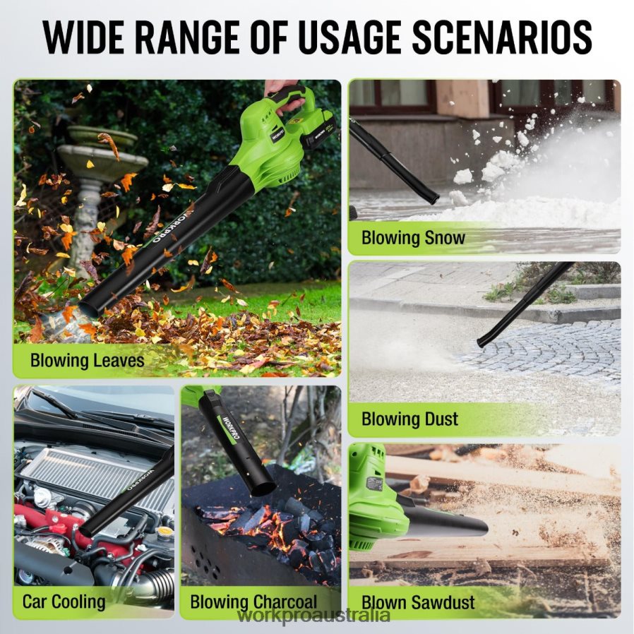 WORKPRO 20V Lightweight Mini Cordless Leaf Blower wih Battery and Charger 2-Speed Control D4R0VT303 Tool Morden