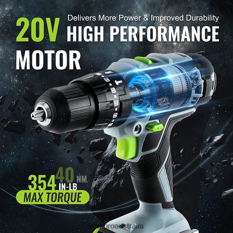 WORKPRO 20V Max Cordless Drill Driver Set Electric Power Impact Drill Tool with 102 Pieces Accessories 2 x 20Ah Li-ion Batteries with Fast Charger D4R0VT170 Tool Useful