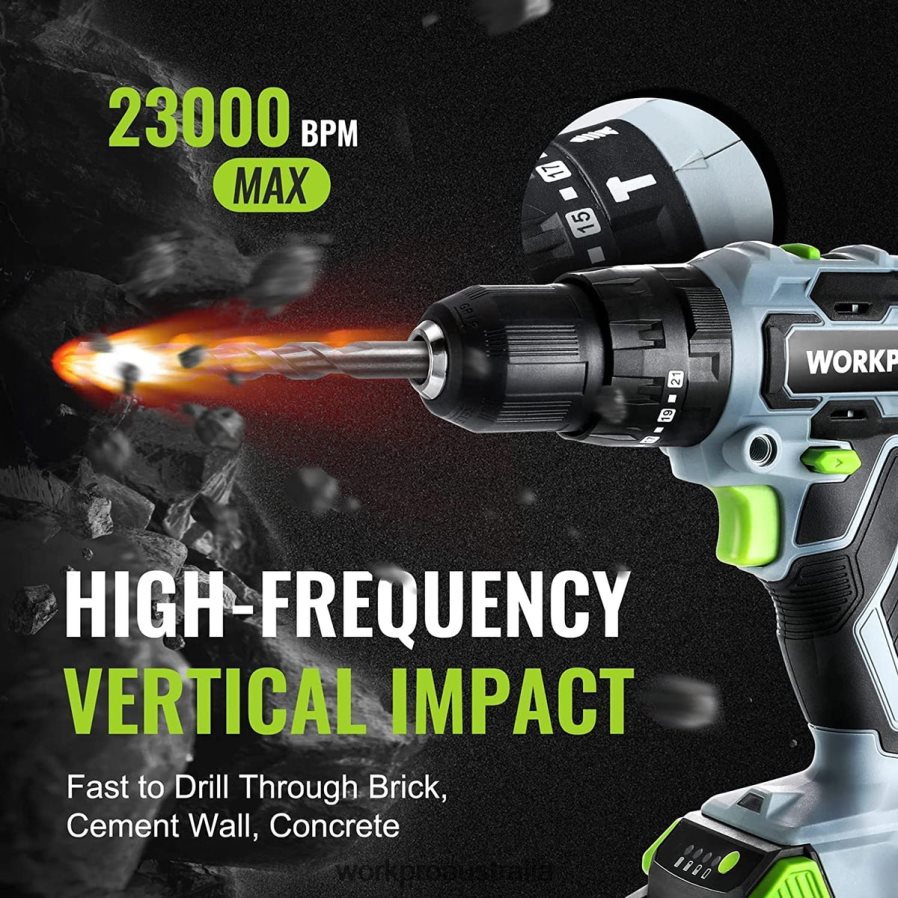 WORKPRO 20V Max Cordless Drill Driver Set Electric Power Impact Drill Tool with 102 Pieces Accessories 2 x 20Ah Li-ion Batteries with Fast Charger D4R0VT170 Tool Useful