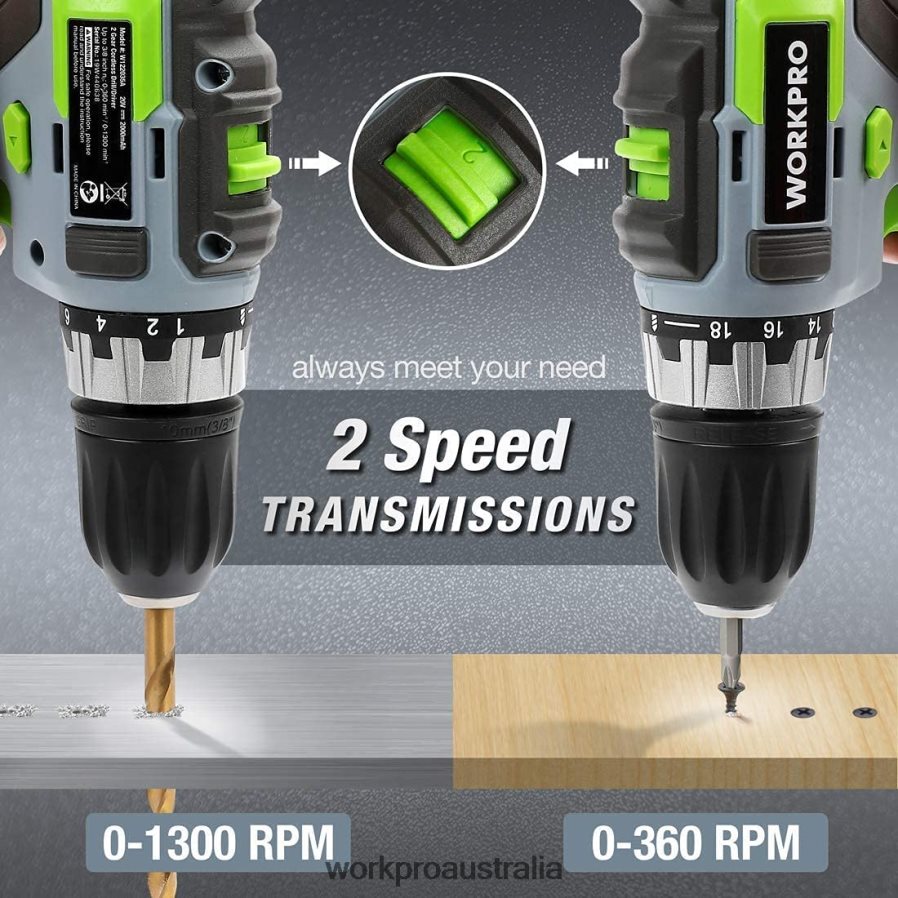 WORKPRO 20V Variable Speed Cordless Drill/Driver Kit 18+2 Torque Setting 20 Ah Li-ion Battery and 1 Hour Fast Charger D4R0VT172 Tool Morden