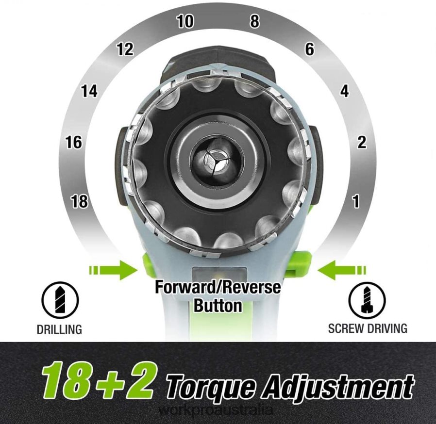 WORKPRO 20V Variable Speed Cordless Drill/Driver Kit 18+2 Torque Setting 20 Ah Li-ion Battery and 1 Hour Fast Charger D4R0VT172 Tool Morden