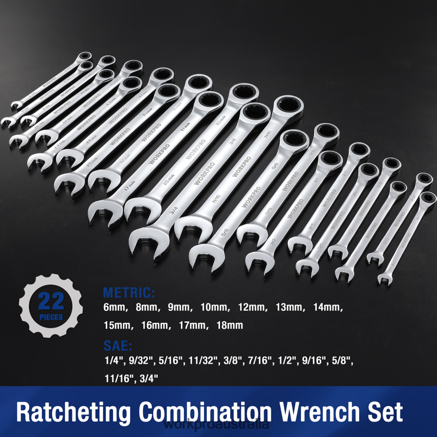 WORKPRO 22-Piece Ratcheting Combination Wrench Set D4R0VT81 Tool Morden