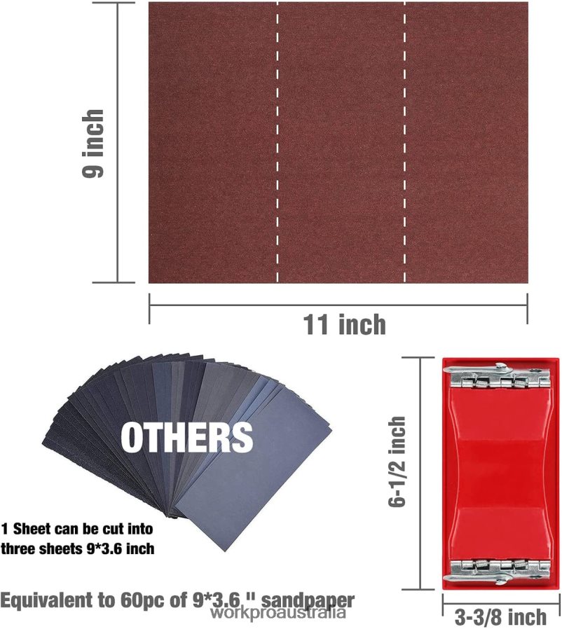 WORKPRO 24 Packs of Sandpaper 80-600 Assorted Grit with Holder D4R0VT150 Tool Helpful