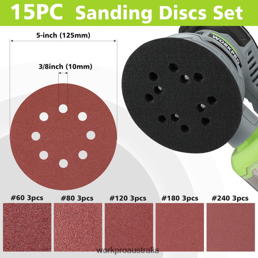 WORKPRO 25 Amp Electric 5-Inch Random Orbit Sander 6 Variable Speeds 7000 to 14000 RPM D4R0VT233 Tool Useful