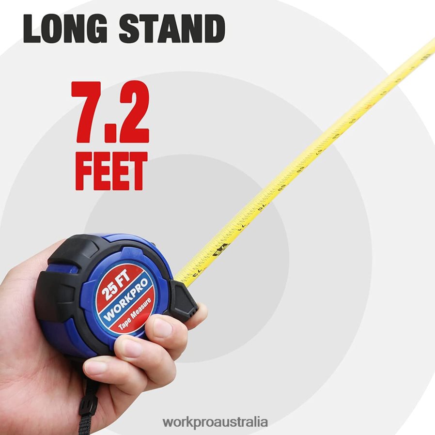 WORKPRO 25FT Tape Measure 1/8 Fractions and 1/32 Accuracy Easy Read Measuring Tape Retractable Nylon Coating Measurement Tape D4R0VT105 Tool Useful