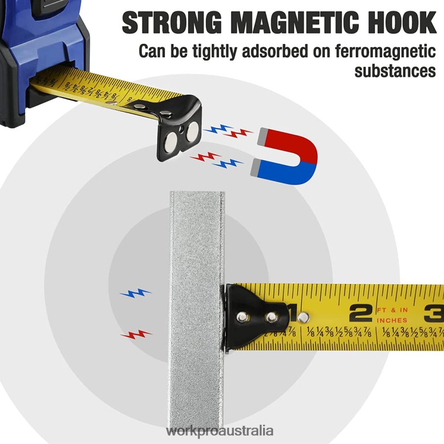 WORKPRO 25FT Tape Measure 1/8 Fractions and 1/32 Accuracy Easy Read Measuring Tape Retractable Nylon Coating Measurement Tape D4R0VT105 Tool Useful