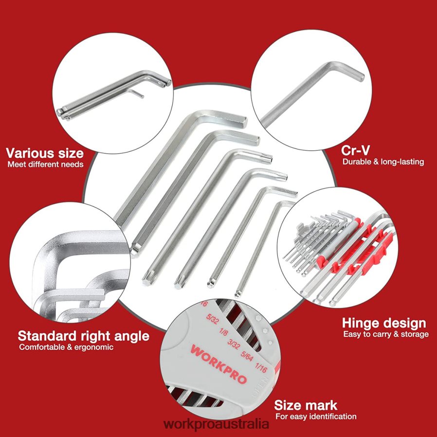 WORKPRO 27 Pcs Long Arm Ball End Allen Wrench Set for Excellent Grip and Torque Transfer D4R0VT62 Tool Useful