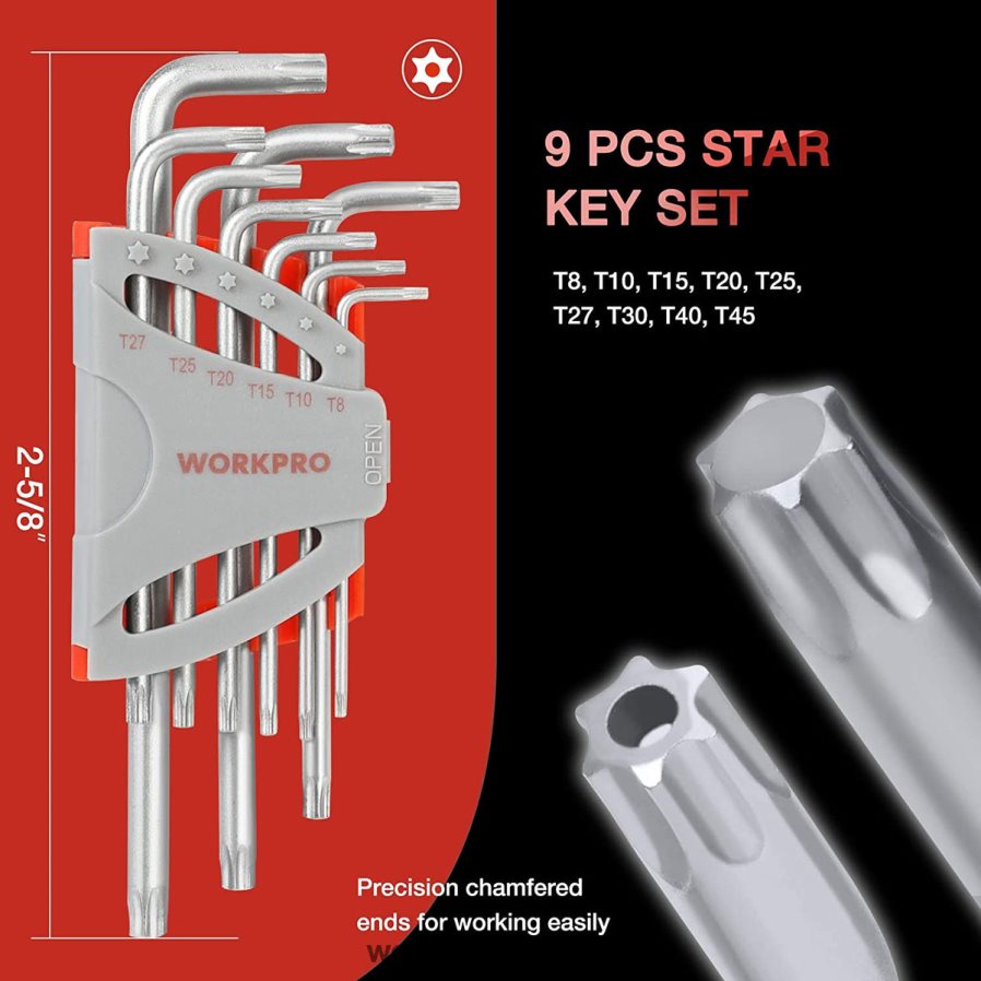 WORKPRO 27 Pcs Long Arm Ball End Allen Wrench Set for Excellent Grip and Torque Transfer D4R0VT62 Tool Useful