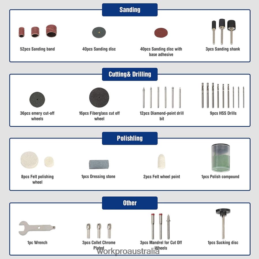 WORKPRO 276 Pcs Rotary Tool Accessories Kit Cutting Carving and Polishing Universal Fitment D4R0VT191 Tool Morden