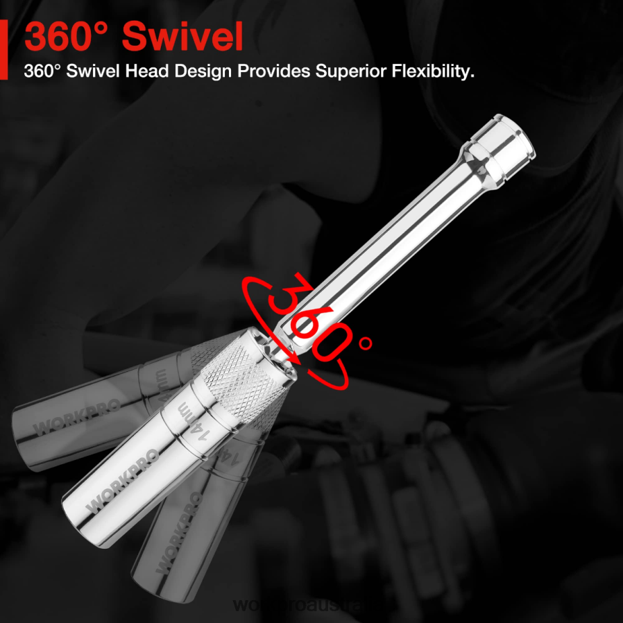 WORKPRO 3 Pcs-14mm Thin Wall Socket with 6- and 10-inch ExtensionsMagnetic Swivel Spark Plug Socket Set D4R0VT143 Tool Helpful