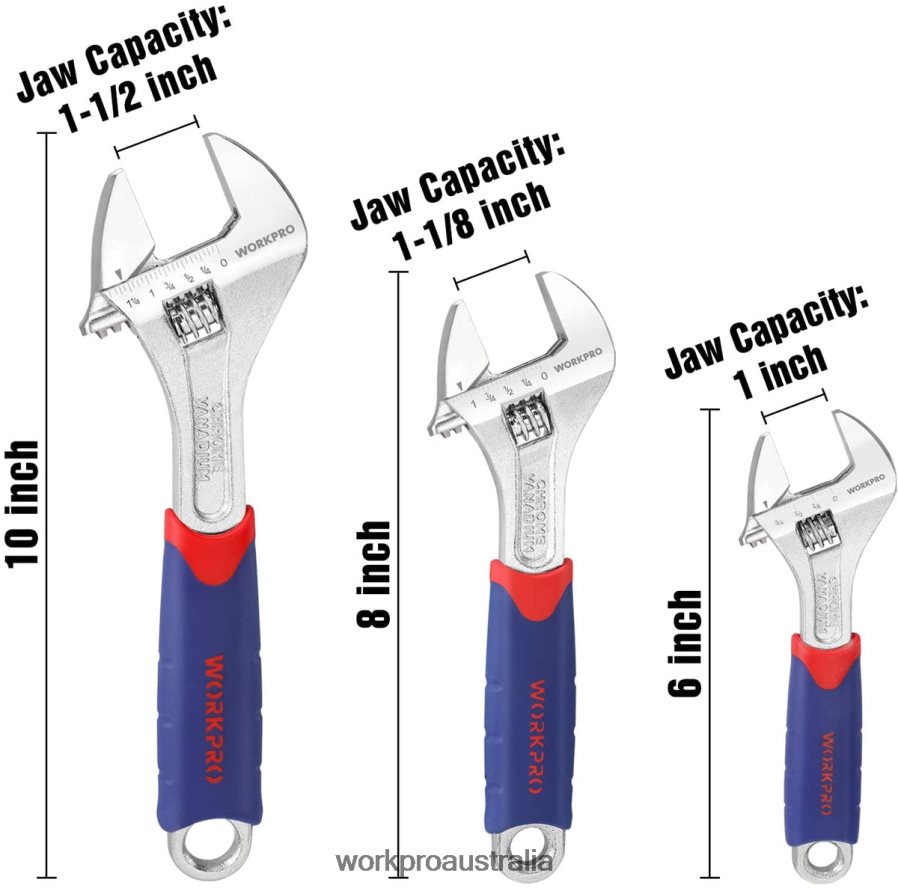 WORKPRO 3 Pcs Adjustable Wrench Set D4R0VT83 Tool Morden