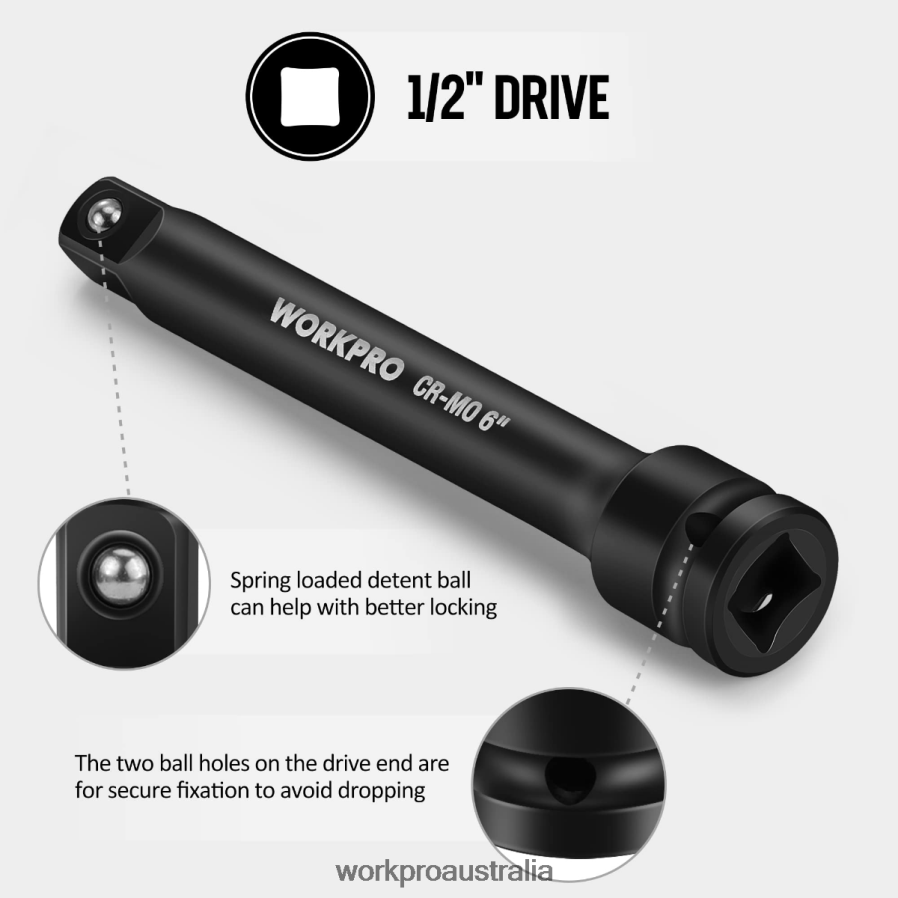 WORKPRO 3 Piece-3 6 8 Inch 1/2-Inch Socket Drive Impact Extension Bar Sets D4R0VT202 Tool Useful