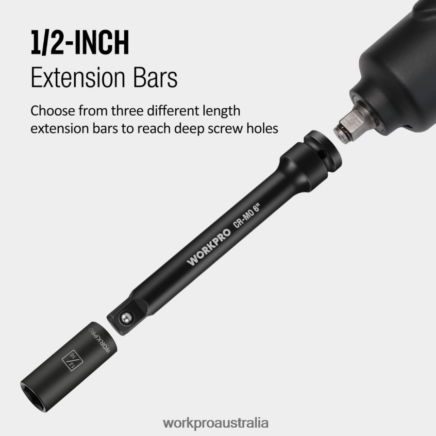 WORKPRO 3 Piece-3 6 8 Inch 1/2-Inch Socket Drive Impact Extension Bar Sets D4R0VT202 Tool Useful