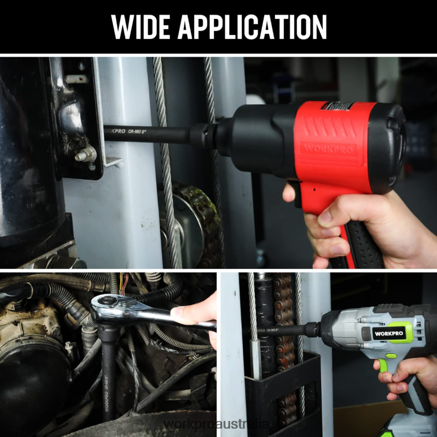 WORKPRO 3 Piece-3 6 8 Inch 1/2-Inch Socket Drive Impact Extension Bar Sets D4R0VT202 Tool Useful