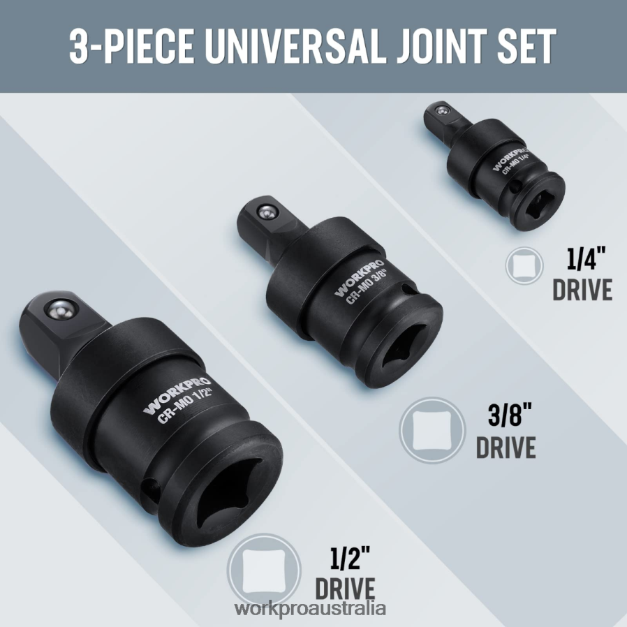 WORKPRO 3 Piece-Impact Universal Joint Set D4R0VT148 Tool Helpful