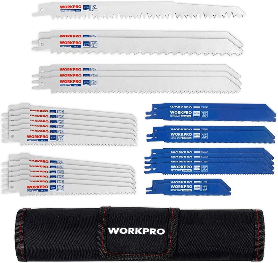 WORKPRO 32 Pcs Reciprocating Saw Blade Set with Organizer Pouch D4R0VT138 Tool Useful