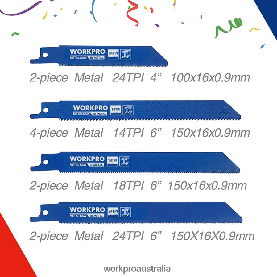 WORKPRO 32 Pcs Reciprocating Saw Blade Set with Organizer Pouch D4R0VT138 Tool Useful