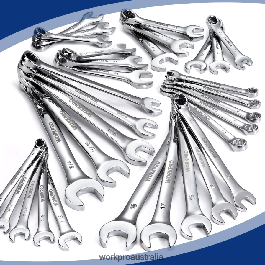 WORKPRO 32 Pcs SAE  Metric Combination 12 PT Regular and Stubby Wrench Set D4R0VT92 Tool Morden