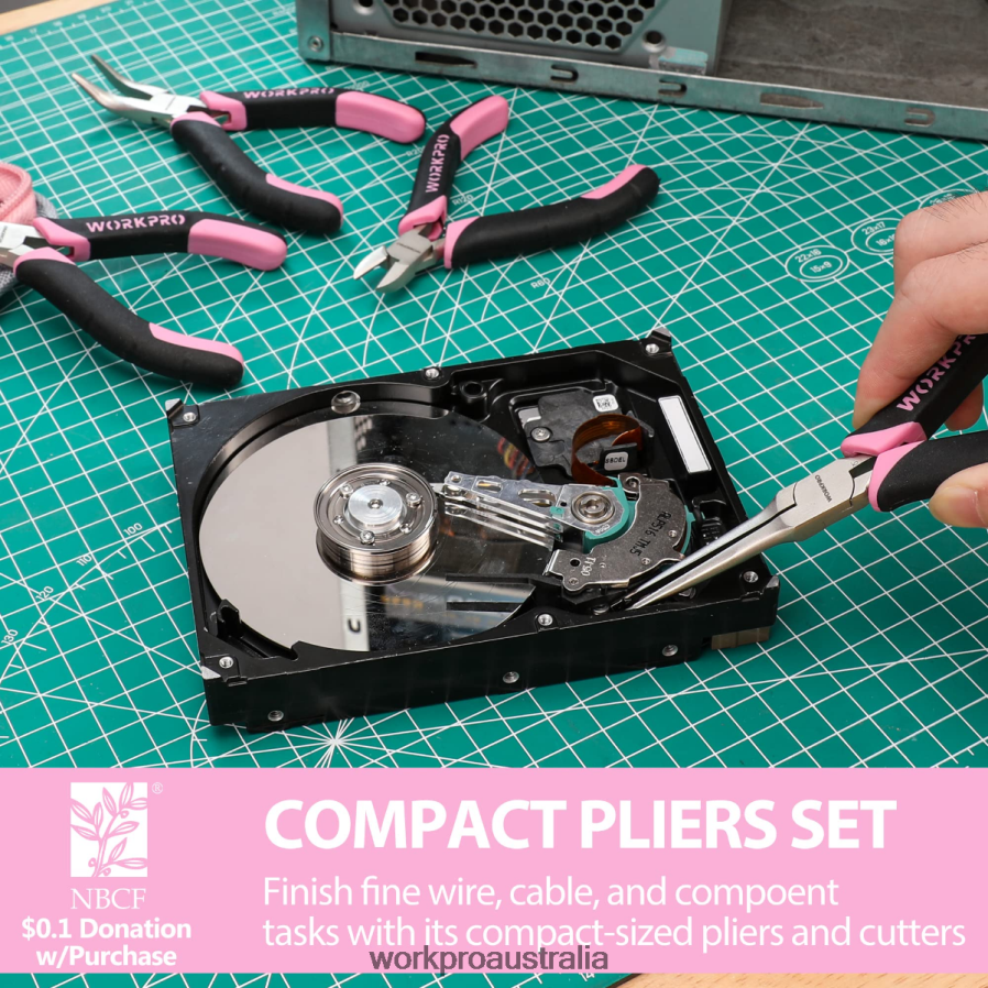 WORKPRO 33 Pcs Precision Repair Tool Set Includes Pliers Set D4R0VT257 Tool Pink/Blue