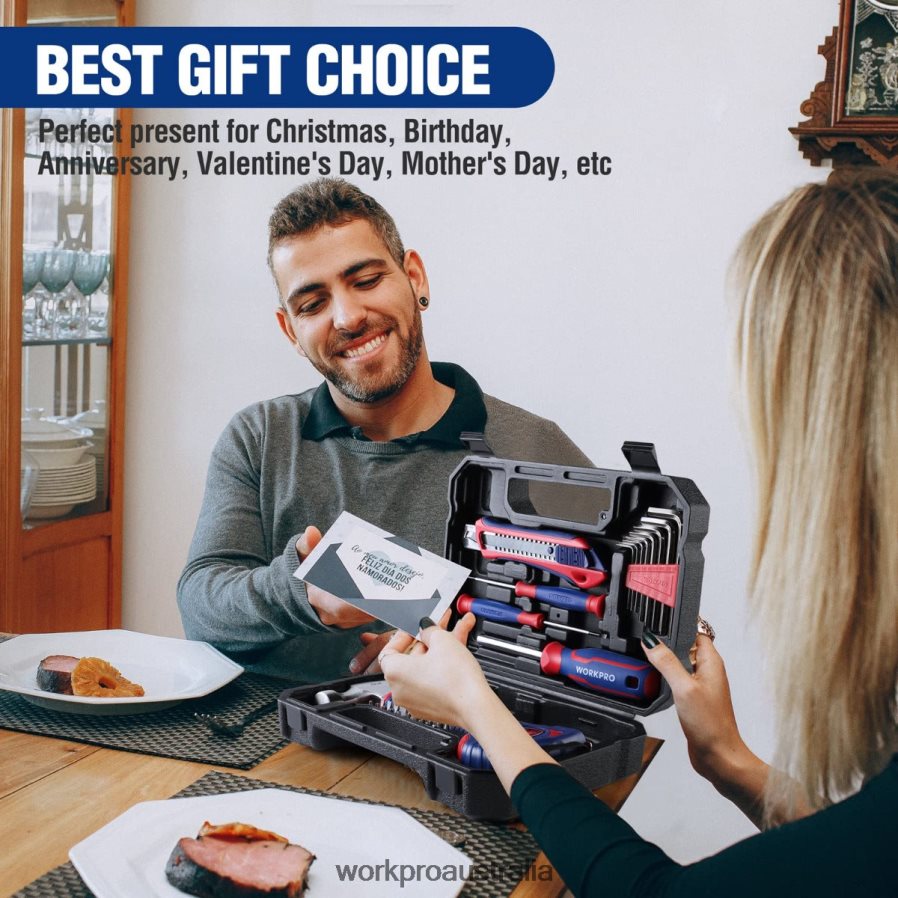 WORKPRO 35 Pcs Household Tools Set with Storage Toolbox D4R0VT246 Tool Pink/Blue