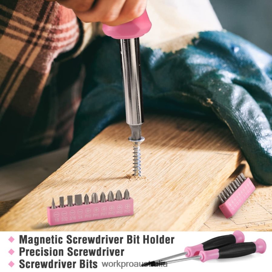 WORKPRO 35 Pcs Household Tools Set with Storage Toolbox D4R0VT246 Tool Pink/Blue