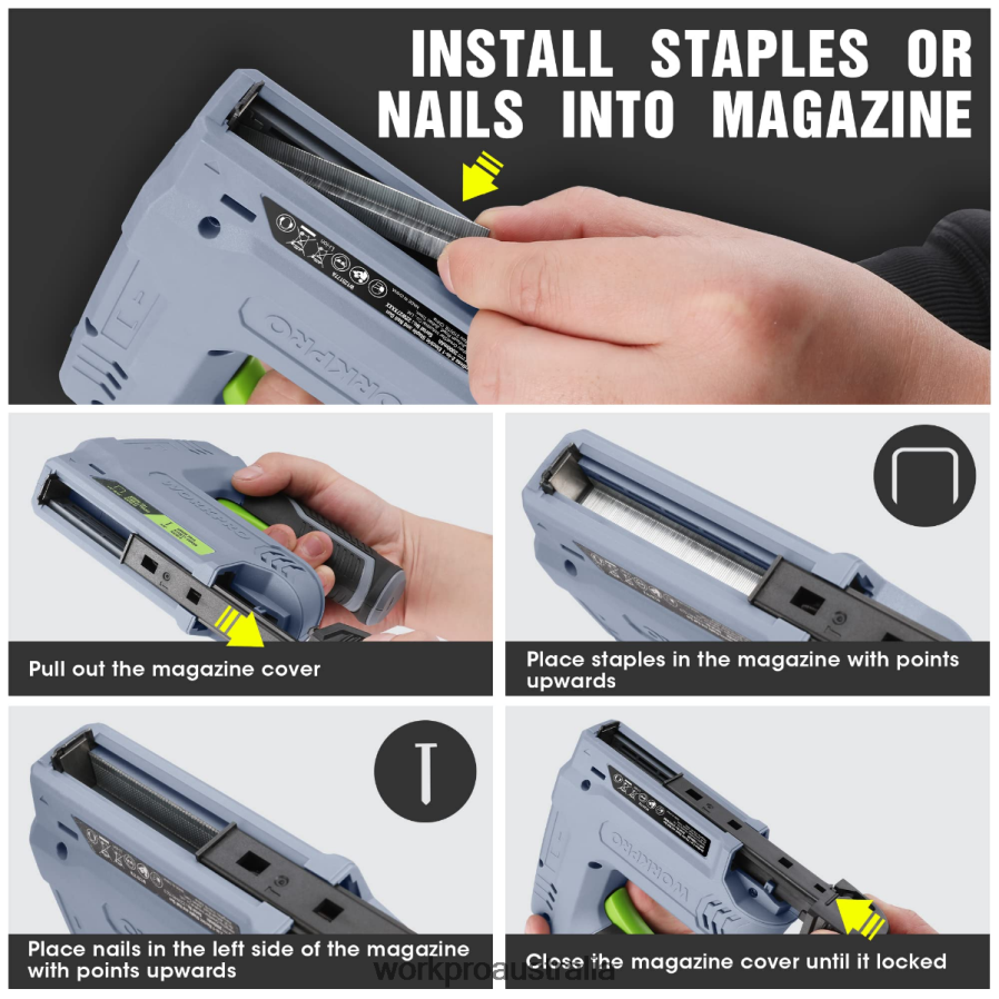 WORKPRO 36V 20Ah Battery Powered Electric Cordless 2-in-1 Staple and Nail Gun D4R0VT265 Tool Pink/Gray