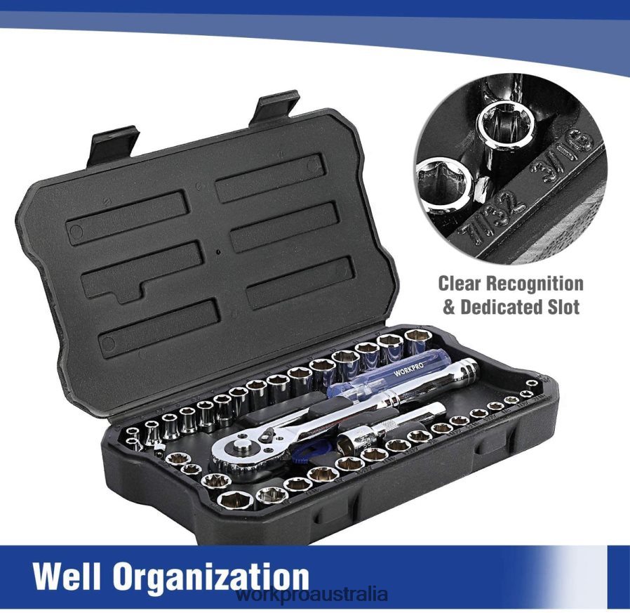 WORKPRO 39 Pcs Drive Socket Wrench Mechanics Tool Set with Tool Box Metric and SAE D4R0VT310 Tool Helpful