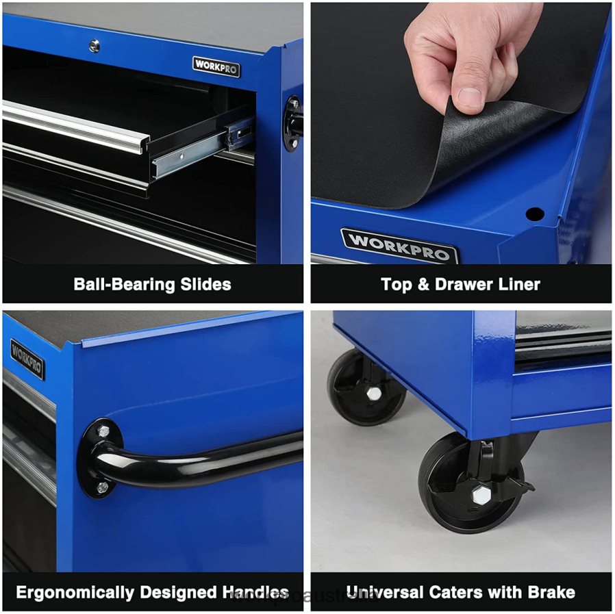 WORKPRO 4-Drawer Tool Chest 26-Inch Rolling Metal Tool Storage Cabinet with Casters Locking System Drawer Liner 450 lbs Load Capacity D4R0VT17 Storage Morden