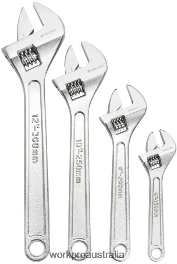 WORKPRO 4 Pcs Adjustable Wrench Forged Heat Treated Chrome-plated Set D4R0VT84 Tool Useful