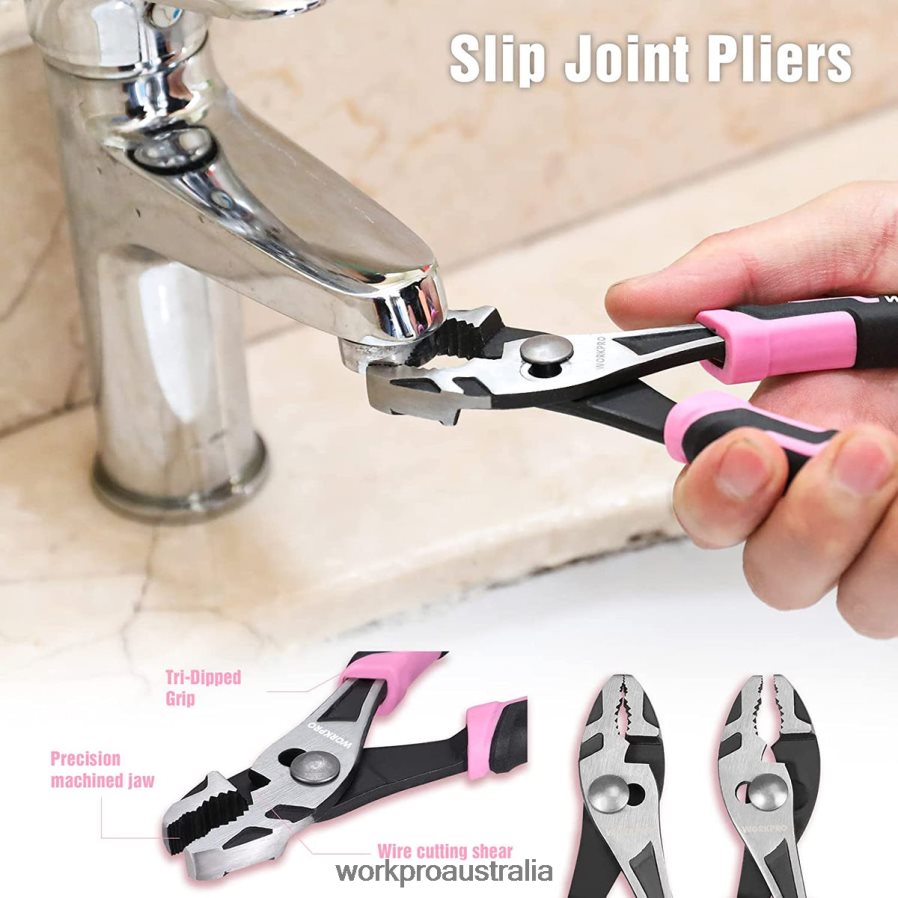 WORKPRO 4 Pcs Pliers Set D4R0VT251 Tool Pink