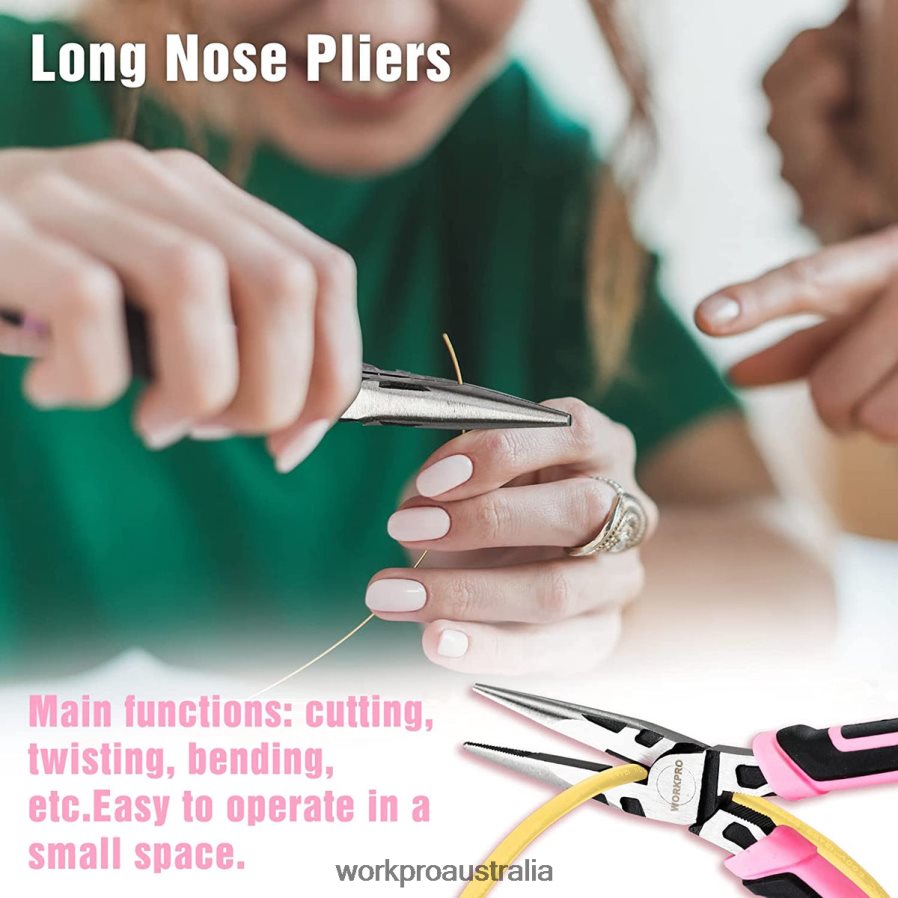 WORKPRO 4 Pcs Pliers Set D4R0VT251 Tool Pink