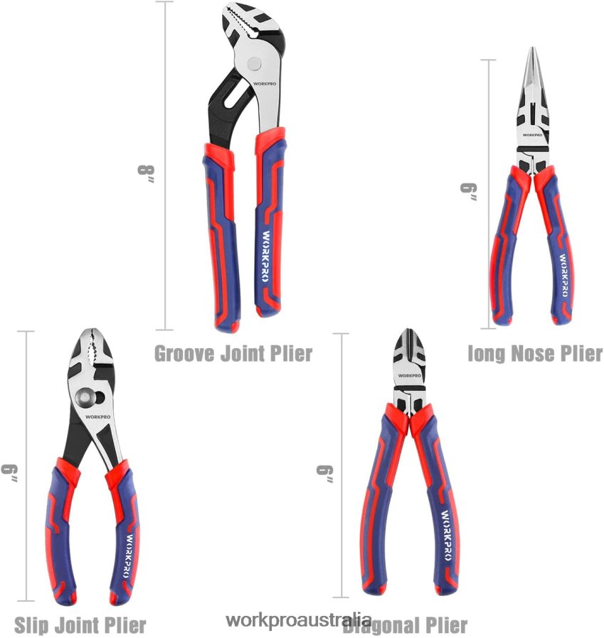WORKPRO 4 Pcs Premium CR-V Construction Pliers Tool Sets D4R0VT72 Tool Morden