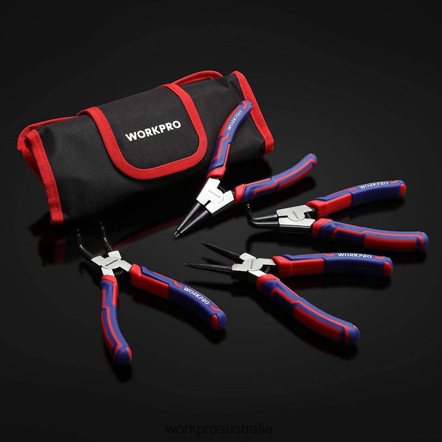 WORKPRO 4 Pcs Snap Ring Pliers Set with Storage Pouch D4R0VT67 Tool Useful