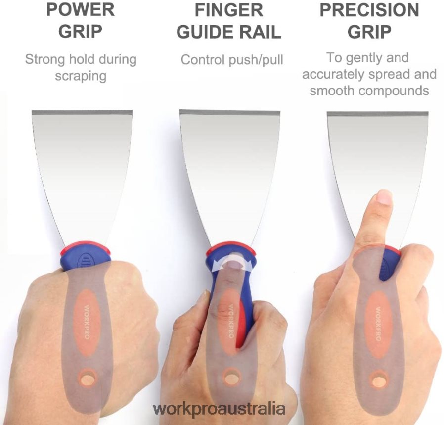 WORKPRO 4 Pcs Stainless Steel Made Putty Knife Set D4R0VT149 Tool New