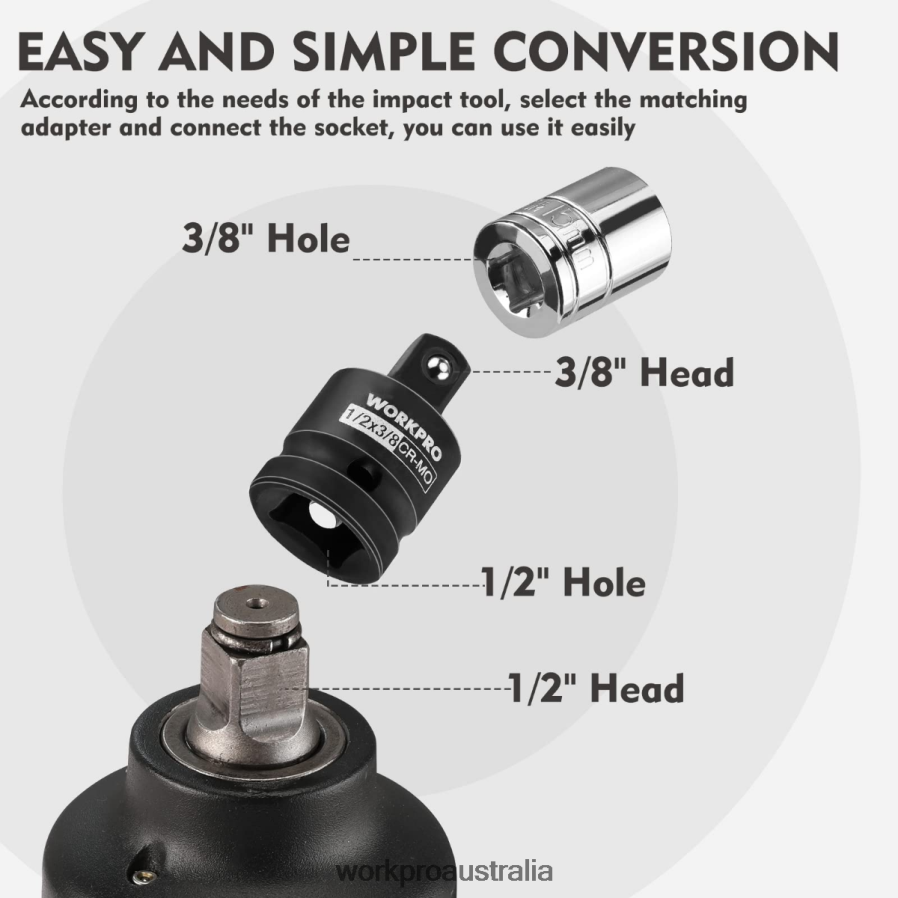 WORKPRO 4 Piece-Impact Driver Socket Adapter and Reducer Set Wrench Conversion Kit D4R0VT94 Tool Helpful