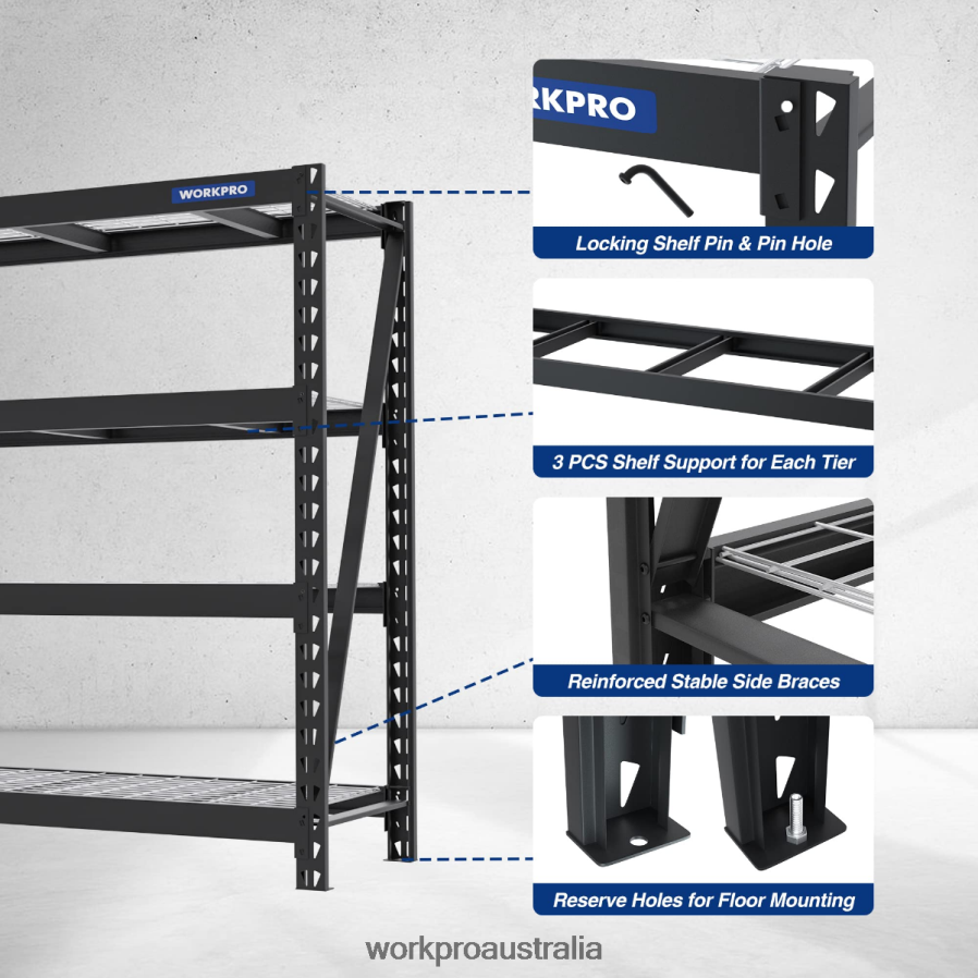 WORKPRO 4-Tier Metal Garage Shelving Unit7200 LBS Capacity Heavy Duty Industrial Adjustable Shelves D4R0VT10 Storage Helpful