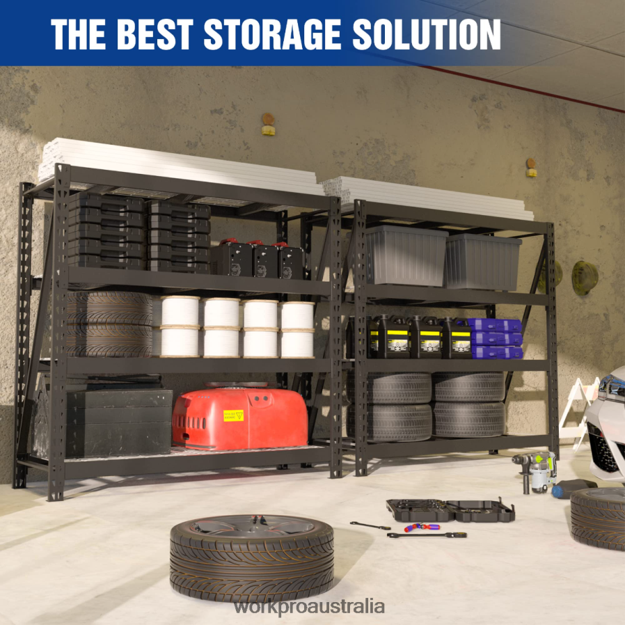 WORKPRO 4-Tier Metal Garage Shelving Unit7200 LBS Capacity Heavy Duty Industrial Adjustable Shelves D4R0VT10 Storage Helpful