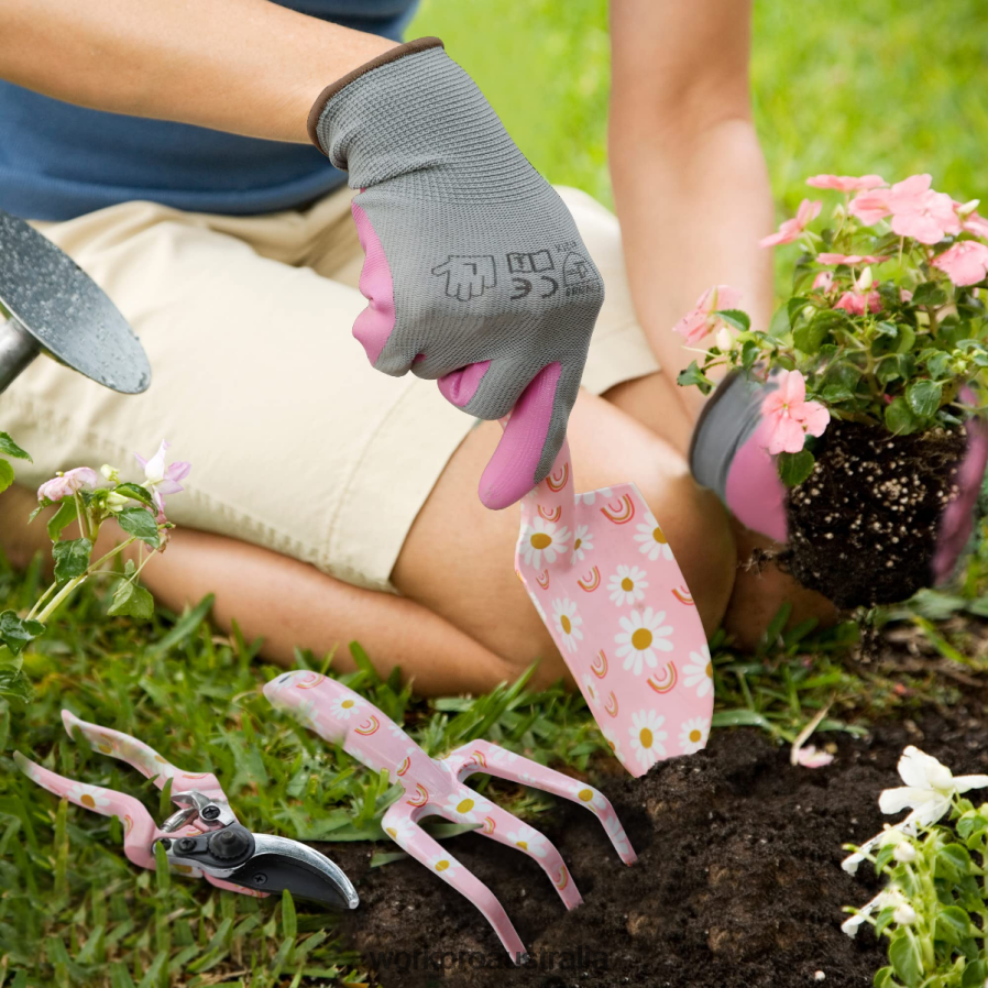 WORKPRO 4PCS Aluminum Garden Tool Set D4R0VT285 Tool White/Pink