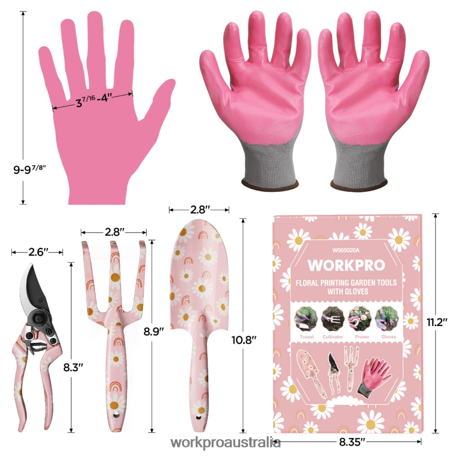 WORKPRO 4PCS Aluminum Garden Tool Set D4R0VT285 Tool White/Pink