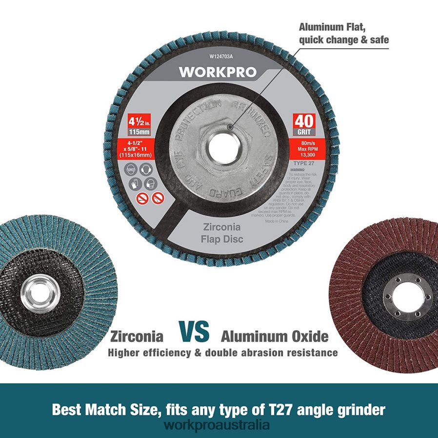 WORKPRO 5 Pack Zirconia Flap Disc Angle Grinder Sanding Disc 4-1/2 inch Grinding Wheels D4R0VT206 Tool Useful