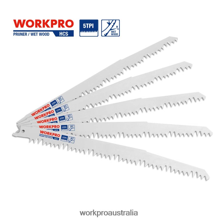 WORKPRO 5 Pcs 9-Inch Wood Pruning Reciprocating Saw Blade Set D4R0VT208 Tool Helpful