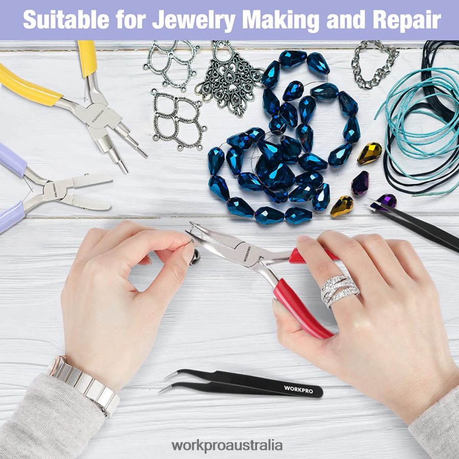 WORKPRO 5 Pcs Jewelry Pliers Jewelry Tools Includes 6 IN 1 Wire Loop Pliers Nylon Nose Pliers Bent Nose Pliers Pointed Tweezers Curved Tweezers D4R0VT75 Tool Useful