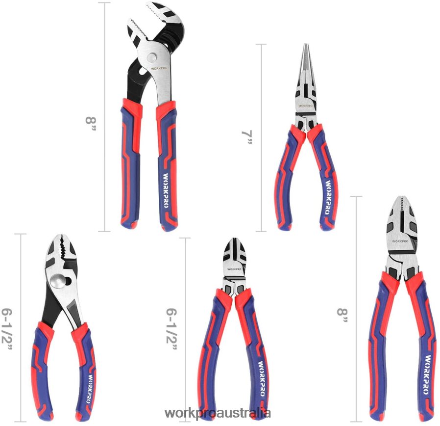 WORKPRO 5 Pcs Premium Cr-V Construction Pliers Set with Storage Pouch D4R0VT66 Tool Useful