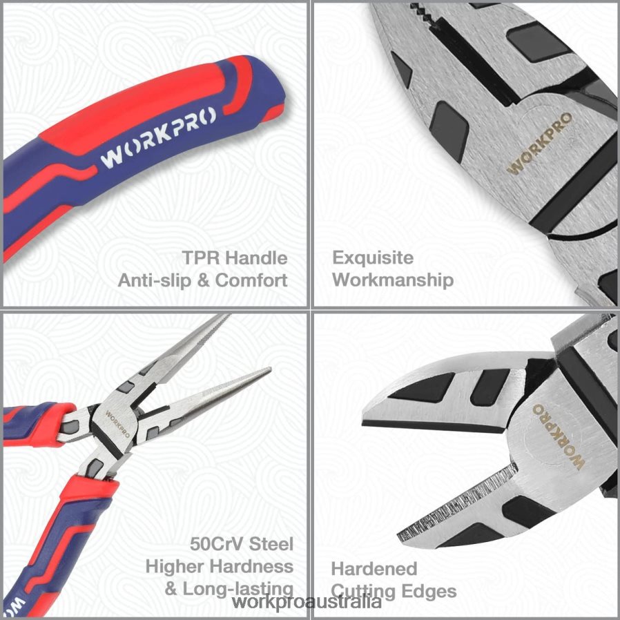 WORKPRO 5 Pcs Premium Cr-V Construction Pliers Set with Storage Pouch D4R0VT66 Tool Useful