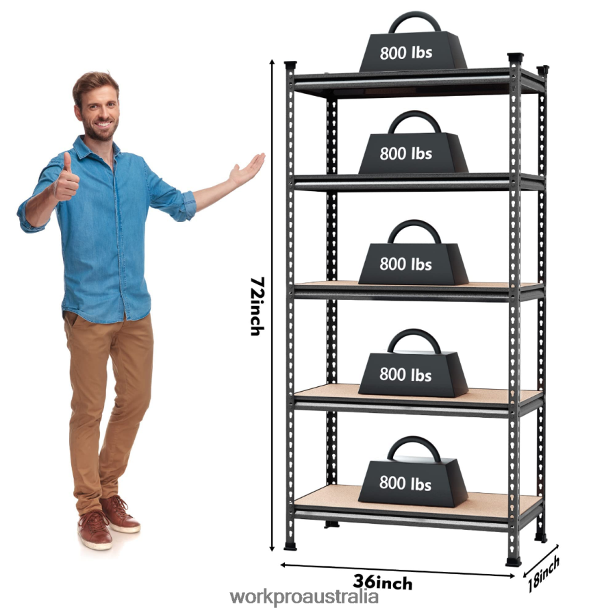 WORKPRO 5-Tier Adjustable Metal Rack Storage Heavy Duty Shelving Unit 4000 lbs Load Capacity D4R0VT12 Storage Morden