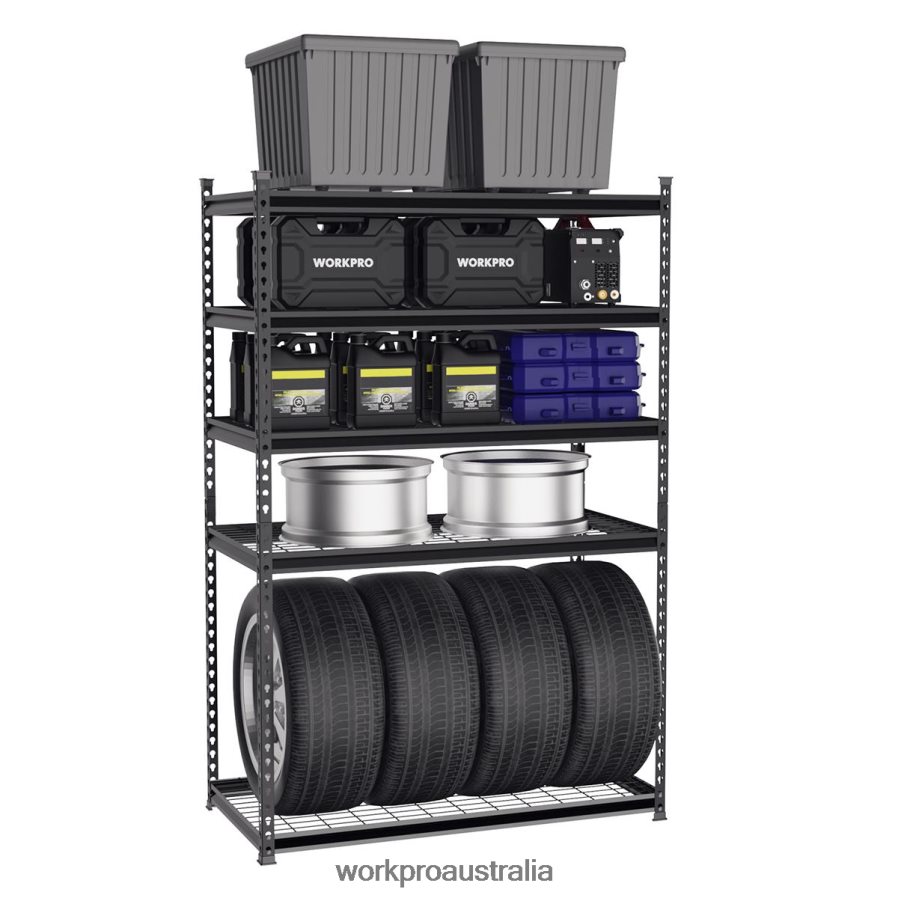 WORKPRO 5-Tier Metal Shelving Unit Heavy Duty Adjustable Storage Rack D4R0VT7 Storage Black